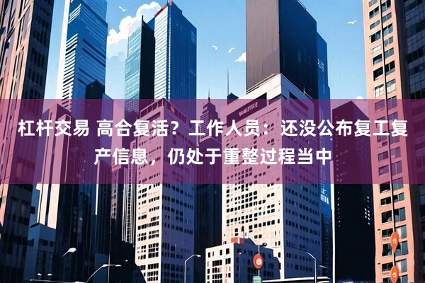 杠杆交易 高合复活？工作人员：还没公布复工复产信息，仍处于重整过程当中